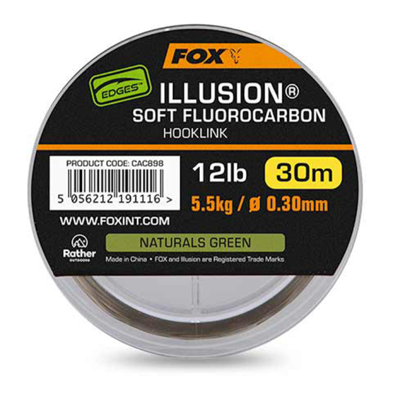 Fox Edges Illusion Soft Fluorocarbon Hooklink 30m ryhmässä Koukut & Tarvikkeet / Rigit lisävarusteet / Muut rigitarvikkeet @ Sportfiskeprylar.se (CAC898r)