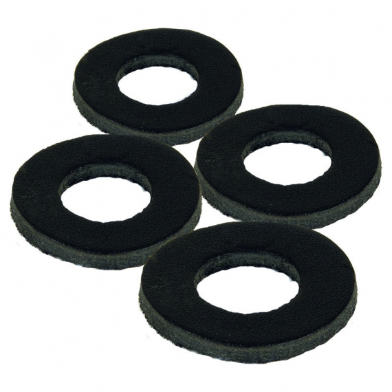 Fox Black Leather Washers (4pcs) ryhmässä Työkalut ja tarvikkeet / Vapatueet, & vapatelineet & vavan lepuuttajan varret / Vapatelineet, adapterit & lisätarvikkeet @ Sportfiskeprylar.se (CBB006)
