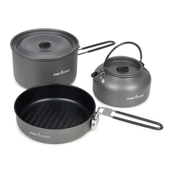 Fox Cookware 3 piece Cook Set ryhmässä Retkeily / ulkoilu / Retkikeittiöt & keittiövälineet / Leiriuunit ja poltteet @ Sportfiskeprylar.se (CCW036)