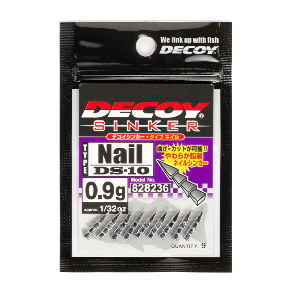 Decoy DS-10 Sinker Type Nail ryhmässä Koukut & Tarvikkeet / Syvääjät ja painot / Nekupainot & Naulapainot @ Sportfiskeprylar.se (DDS1006r)