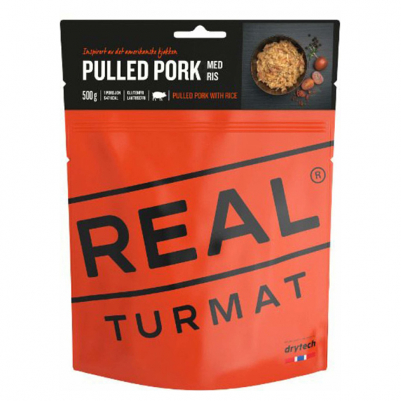 Real Turmat Pulled Pork with Rice ryhmässä Retkeily / ulkoilu / Leirimuonat / Pakastekuivattu ruoka @ Sportfiskeprylar.se (DT5267)