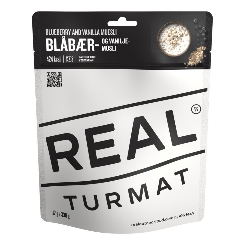Real Turmat Blueberry And Vanilla Muesli ryhmässä Retkeily / ulkoilu / Leirimuonat / Pakastekuivattu ruoka @ Sportfiskeprylar.se (DT6052)