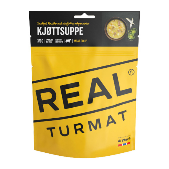 Real Turmat Beef Soup ryhmässä Retkeily / ulkoilu / Leirimuonat / Pakastekuivattu ruoka @ Sportfiskeprylar.se (DT6080)