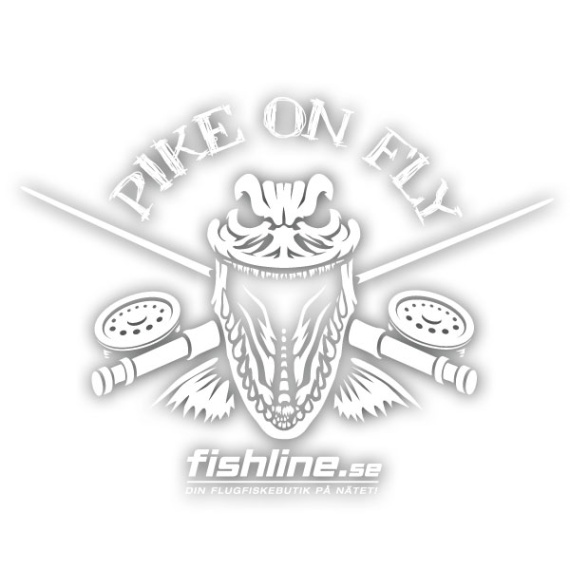 Fishline Pike on Fly sticker White ryhmässä Muut / Liimamerkit & dekaalit @ Sportfiskeprylar.se (FL-STICK-POFV2)