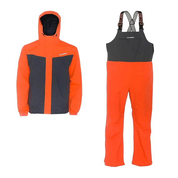 Grundéns Full Share Jacket & Bib Combo Orange/Grey ryhmässä Vaatteet ja kengät / Vaatetus / Kalastusasut @ Sportfiskeprylar.se (FULLSHAREORANGGERYSET)