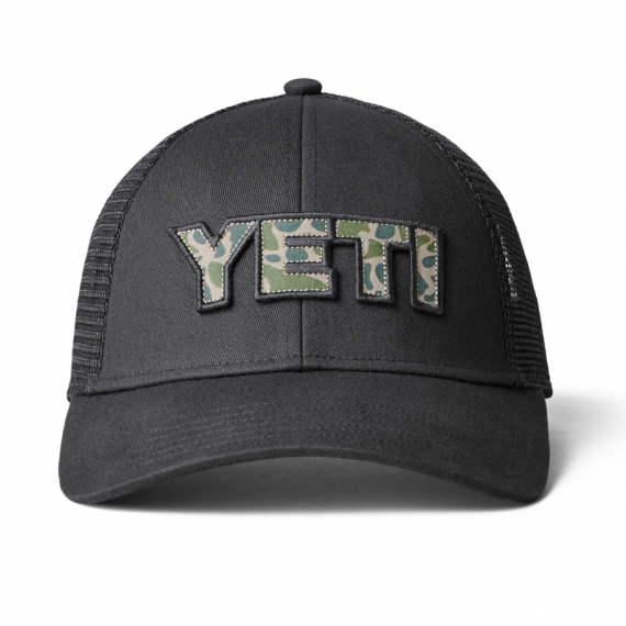 Yeti Camo Logo Badge Low Pro Trucker Hat Black ryhmässä Vaatteet ja kengät / Lippikset ja päähineet / Lippikset / Trucker lippikset @ Sportfiskeprylar.se (H005B)