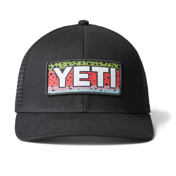 Yeti Rainbow Trout Logo Badge Trucker Hat Black ryhmässä Vaatteet ja kengät / Lippikset ja päähineet / Lippikset / Trucker lippikset @ Sportfiskeprylar.se (H009B)