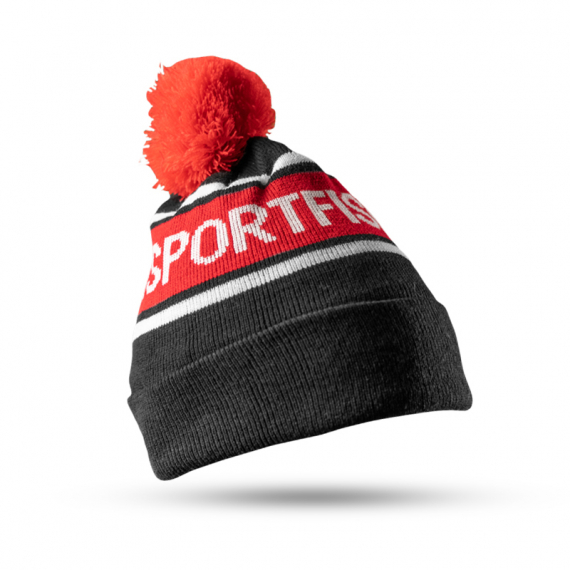 Söder Sportfiske Knitted Beanie Black/Red ryhmässä Vaatteet ja kengät / Lippikset ja päähineet / Lakit & pipot @ Sportfiskeprylar.se (HW2012BLRSS)