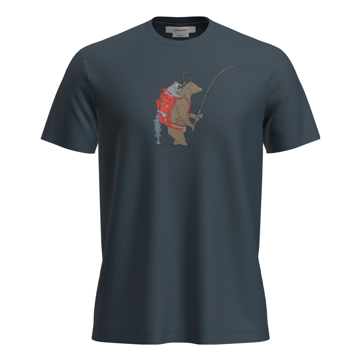 Icebreaker M\'s Merino 150 Tech Lite SS Tee Bear Catch Abyss ryhmässä Vaatteet ja kengät / Vaatetus / T-paidat @ Sportfiskeprylar.se (IB0A57FUZ431001r)