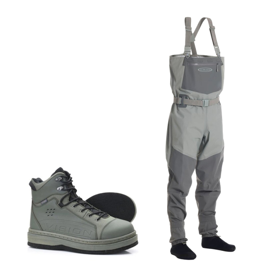 Vision Koski Grey & Koski Green 2.0 Felt Sole Wading Kit ryhmässä Vaatteet ja kengät / Kahluuvarusteet / Kahluuvarussarjat @ Sportfiskeprylar.se (KOSKIGREYKOSKIFILT)