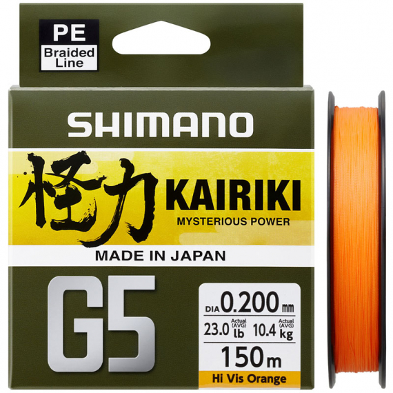 Shimano Line Kairiki G5 150m Orange - 0.17mm 6.9kg ryhmässä Siimat / Kuitu- ja supersiimat @ Sportfiskeprylar.se (LDM51UE170150H)