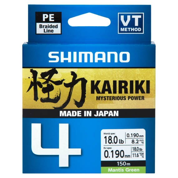 Shimano Kairiki 4, Mantis Green - 150m ryhmässä Siimat / Kuitusiimat @ Sportfiskeprylar.se (LDM54TE0810015Gr)