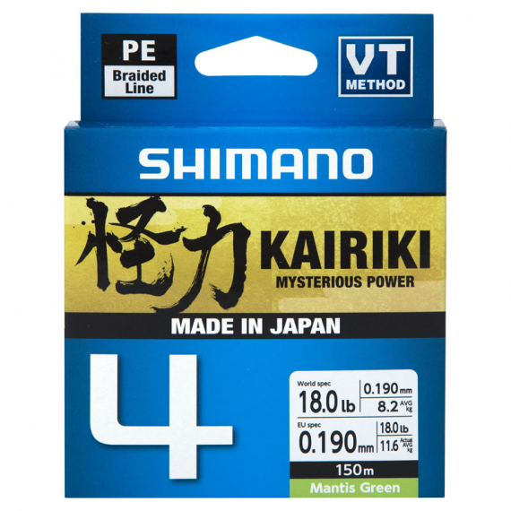 Shimano Kairiki 4, 150m Mantis Green - 0.13mm 7.4kg ryhmässä Siimat / Kuitu- ja supersiimat @ Sportfiskeprylar.se (LDM54TE1013015G)