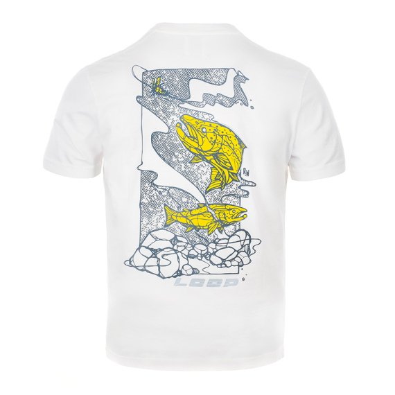 Loop M\'s Logo T-Shirt Atlantic Salmon Optic White ryhmässä Vaatteet ja kengät / Vaatetus / T-paidat @ Sportfiskeprylar.se (LMLTAS01-002-2XLr)