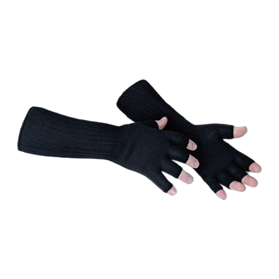 Norolan Merino Wool Fingerless Gloves - Black One-Size ryhmässä @ Sportfiskeprylar.se (MEKY-1)