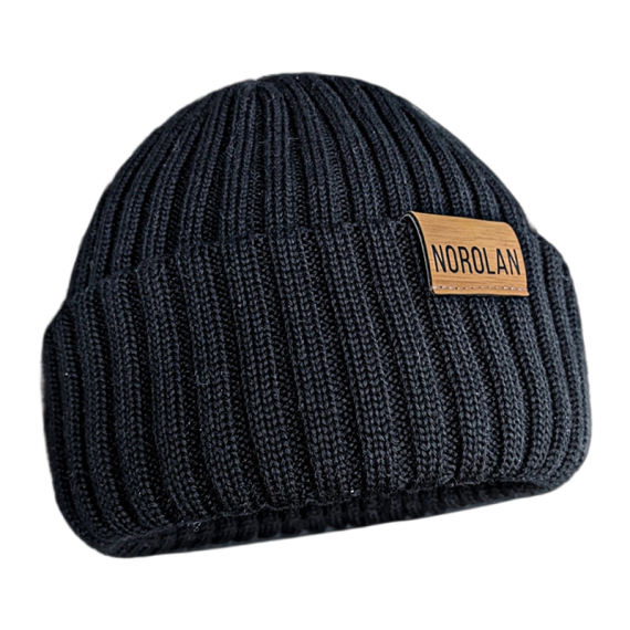 Norolan Merino Wool Ice Fishing Beanie - Black One-Size ryhmässä @ Sportfiskeprylar.se (MEPI-1)