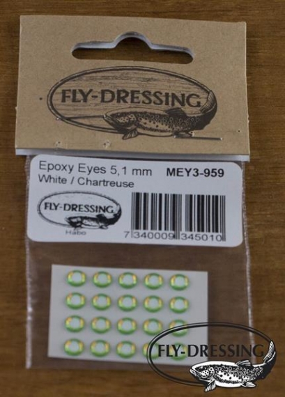 Epoxy Eyes 5,1mm, White/Chartreuse ryhmässä Koukut & Tarvikkeet / Perhonsidonta / Perhonsidonta materiaali / Silmät @ Sportfiskeprylar.se (MEY3-959)