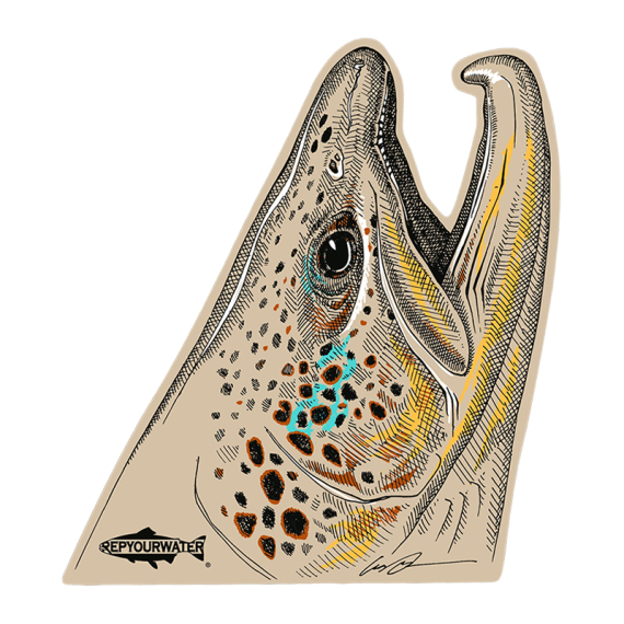 RepYourWater Sticker - Rising Brown ryhmässä Muut / Liimamerkit & dekaalit @ Sportfiskeprylar.se (NFD9720)