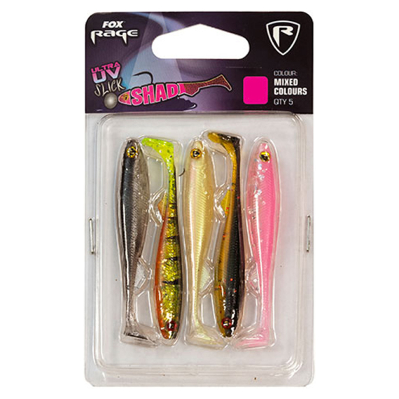 Fox Rage Slick Shad UV mixed colour pack 5kpl ryhmässä Vieheet / Viehesarjat @ Sportfiskeprylar.se (NMC008r)