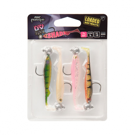 Fox Rage UV Slick Shad Loaded Mix Packs (4kpl) ryhmässä Vieheet / Jigit ja keinosyötit / Ahven- ja kuhajigit @ Sportfiskeprylar.se (NMC023r)