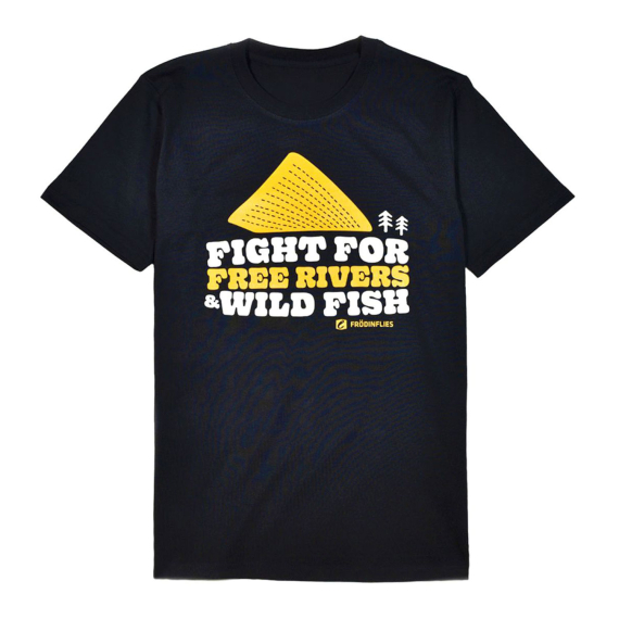 Frödin \'Free Rivers & Wild Fish\' Heavyweight T-Shirt - Black ryhmässä Vaatteet ja kengät / Vaatetus / T-paidat @ Sportfiskeprylar.se (OT-FRHLr)