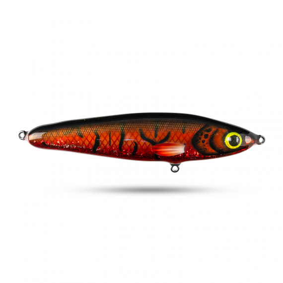 Pineslope Lures Beef Jerky Shallow 22cm, 130g - Red/Black Glitter ryhmässä Vieheet / Käsintehty vieheet / Käsintehty Jerkbaits @ Sportfiskeprylar.se (PSLBJS22-8)