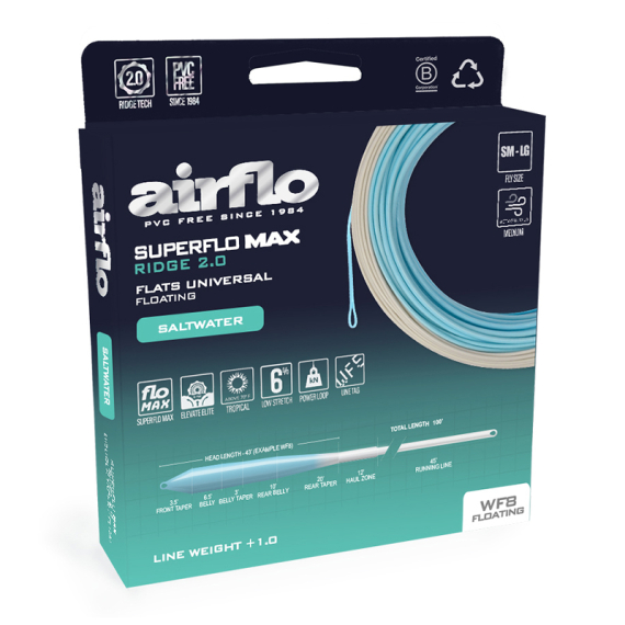 Airflo Superflo Max Ridge 2.0 Flats Universal Intermediate Fly Line ryhmässä Siimat / Perhokalastussiimat / Yhdenkäden siimat @ Sportfiskeprylar.se (SMR-FU-WF10I-Tar)
