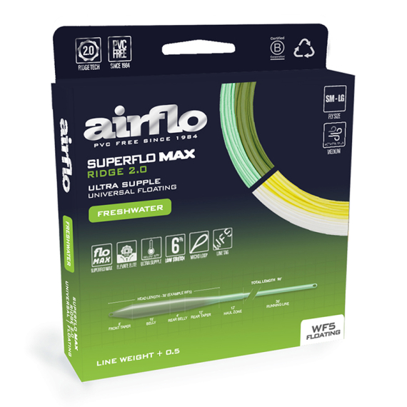 Airflo Superflo Max Ridge 2.0 Ultra Supple Universal ryhmässä Siimat / Perhokalastussiimat / Yhdenkäden siimat @ Sportfiskeprylar.se (SMUS-UT-WF4F-PY-WHr)