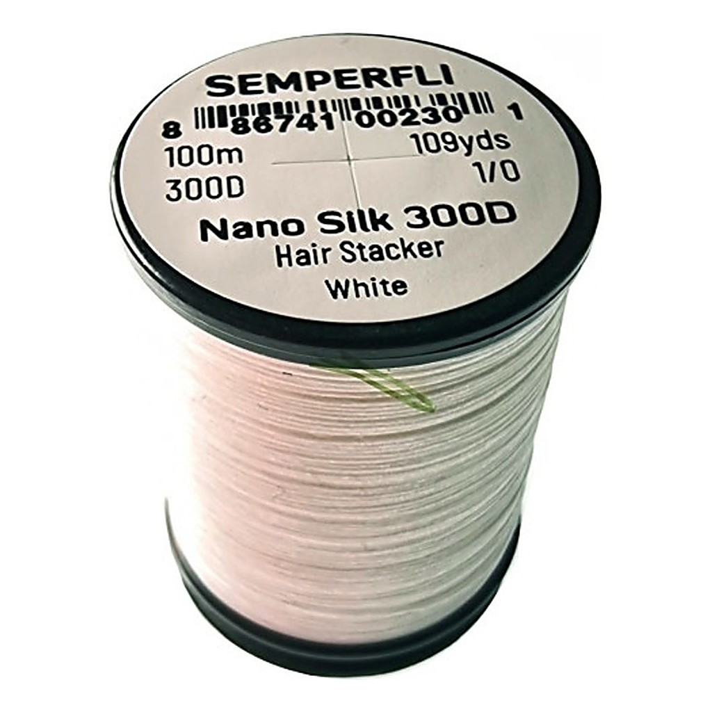 Semperfli Nano Silk 300D 1/0 Hair Stacker ryhmässä Koukut & Tarvikkeet / Perhonsidonta / Perhonsidontamateriaalit / Solmulanka @ Sportfiskeprylar.se (SNAN300WHT)