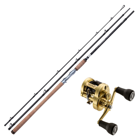 Shimano Speedmaster 12\'4\'\' 50-120g Conquest Salmon Combo ryhmässä Kalastussetit / Heittokalastussetit / Hyrräkelasetit Lohi & Meritaimen @ Sportfiskeprylar.se (SPEEDMASTERCONQUESTCOMBO)