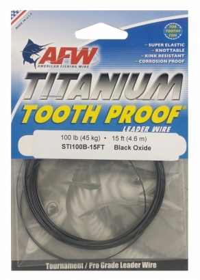 Titanium Tooth Proof, Single Strand Leader Wire, 100 lb (46 kg) ryhmässä Koukut & Tarvikkeet / perukkeet & perukemateriaalit / Perukemateriaalit / Siimat @ Sportfiskeprylar.se (STI100B-15FT)