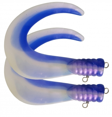 SvartZonker Big Tail (2kpl) - C14 Blue/Pearl White ryhmässä Vieheet / Jigit ja keinosyötit / Varapyrstöt & Curlys @ Sportfiskeprylar.se (SZ101114)