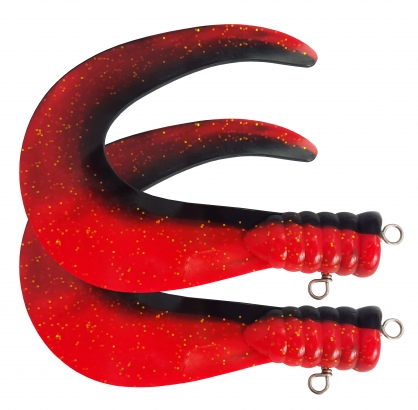 SvartZonker Big Tail (2kpl) - C15 Black/Fl.Red ryhmässä Vieheet / Jigit ja keinosyötit / Varapyrstöt & Curlys @ Sportfiskeprylar.se (SZ101115)
