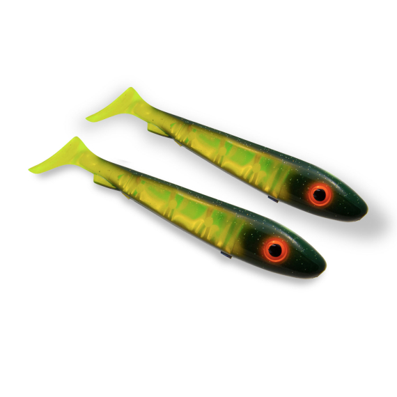 SvartZonker Big McRubber 25cm Flash Series (2-pack) - Black Chartreuse ryhmässä Vieheet / Jigit ja keinosyötit / Haukijigit @ Sportfiskeprylar.se (SZ115804)