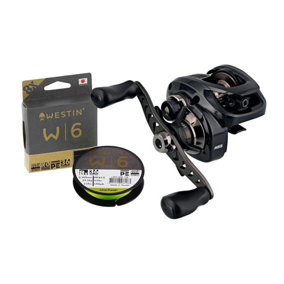 Westin W4-BC Metallic Trooper 7+1BB RH With Westin W6 8-Braid ryhmässä Kelat / Hyrräkelat / Low profile-kelat @ Sportfiskeprylar.se (WESTINW4LINEANDREEL)