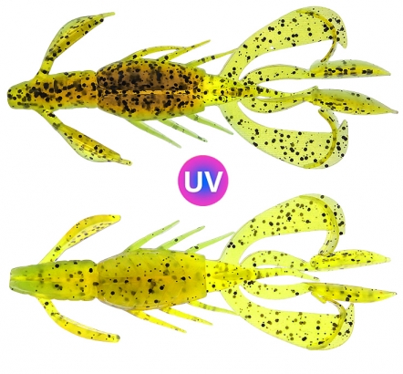 PerchFight Crayfish 4.4\'\' 5kpl , Green Pumpkin Chartreuse ryhmässä Uistimet / vieheet / Softbaits / Kumikalat / Rapu- ja otusjigit / Rapujigit @ Sportfiskeprylar.se (Z-PC44-GPC)