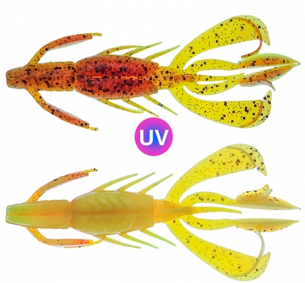 PerchFight Crayfish 4.4\'\' 5kpl , Motoroil Glitter Orange ryhmässä Uistimet / vieheet / Softbaits / Kumikalat / Rapu- ja otusjigit / Rapujigit @ Sportfiskeprylar.se (Z-PC44-MGO)