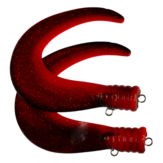 SvartZonker Big Tail (2kpl) - C31 Reverse Black/Fl.Red ryhmässä Uistimet / vieheet / Softbaits / Kumikalat / Varapyrstöt & Curlys @ Sportfiskeprylar.se (ZS101131)