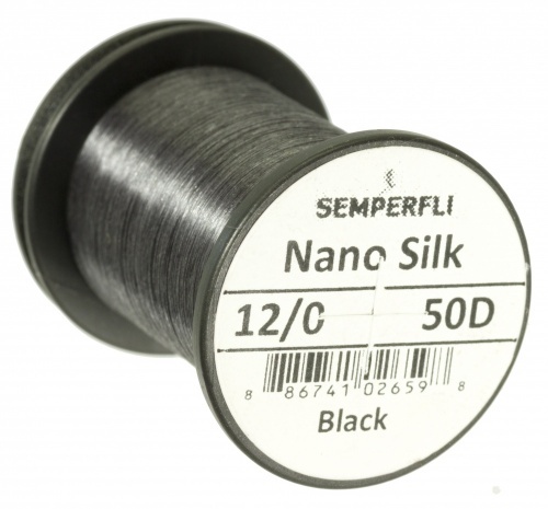 Semperfli Nano Silk 12/0 50D - Black ryhmässä Koukut & Tarvikkeet / Perhonsidonta / Perhonsidonta materiaali / Solmulanka @ Sportfiskeprylar.se (nano-blkr)