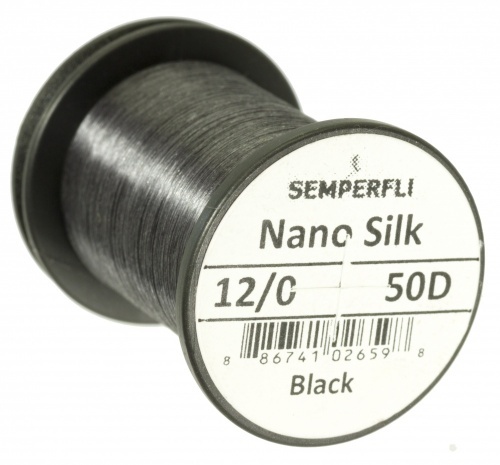 Semperfli Nano Silk 12/0 50D - Black ryhmässä Koukut & Tarvikkeet / Perhonsidonta / Perhonsidontamateriaalit / Solmulanka @ Sportfiskeprylar.se (nano-blkr)