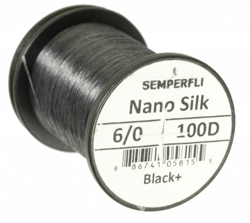 Semperfli Nano Silk 100D Predator 6/0 - Black Plus ryhmässä Koukut & Tarvikkeet / Perhonsidonta / Perhonsidonta materiaali / Solmulanka @ Sportfiskeprylar.se (sem-nano-pred-black-plusr)