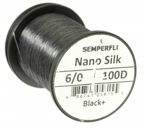 Semperfli Nano Silk 100D Predator 6/0 - Black Plus ryhmässä Koukut & Tarvikkeet / Perhonsidonta / Perhonsidontamateriaalit / Solmulanka @ Sportfiskeprylar.se (sem-nano-pred-black-plusr)