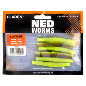 Fladen NED worm 6p 7cm Olive