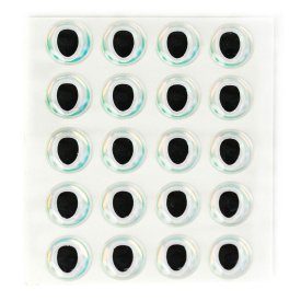 Epoxy Eyes 9,0 mm oval double - Black/Pearl