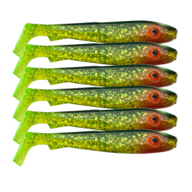 SvartZonker McRubber Bass 8cm (6-pack) - C19 Black n' Chartreuse
