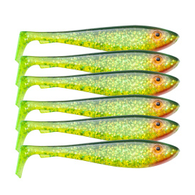 SvartZonker McRubber Shad 9cm (6-pack) - C19 Black n' Chartreuse