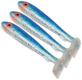 McRubber Big Bass (3kpl) - Blue Silver Glitter