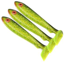 McRubber Big Bass (3kpl) - Chartreuse Glitter Black