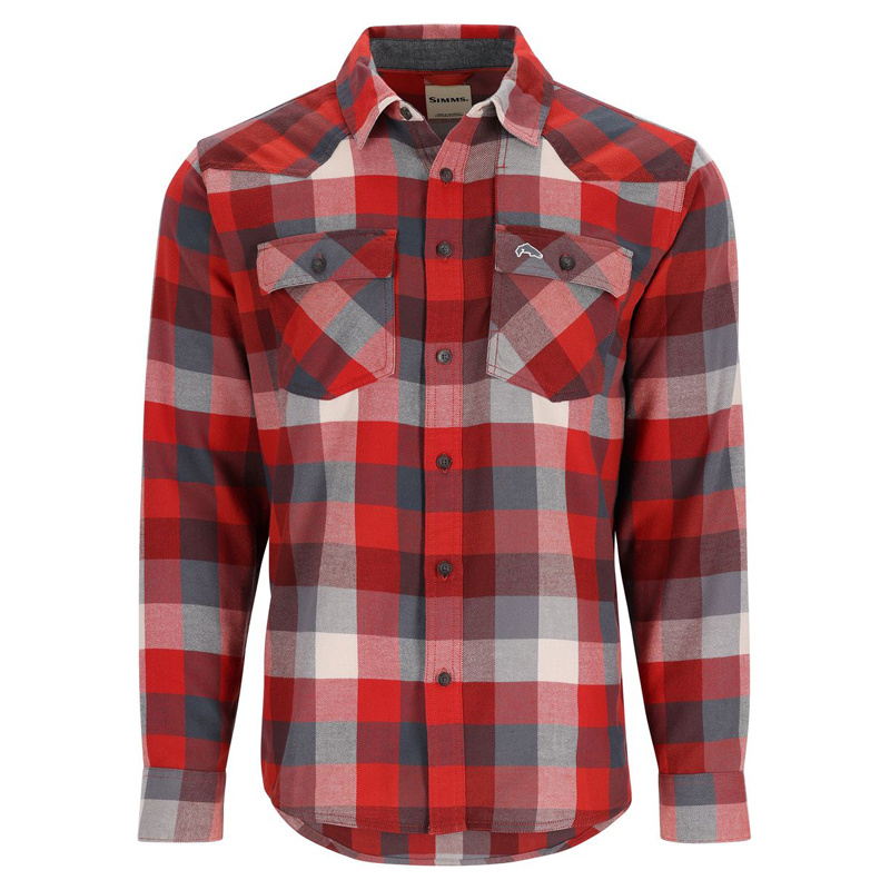 Simms Santee Flannel Shirt Auburn Red/Slate Buffalo Check