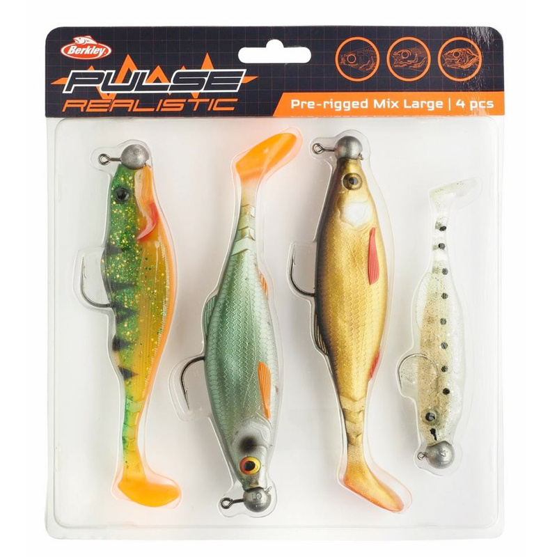 Berkley Pulse Realistic Pre-Rigged Mix Large (4-pack)